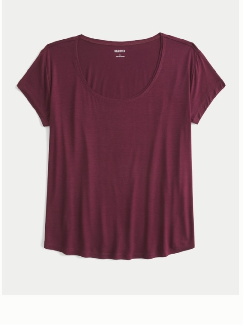 Hollister Scoop Neck Tee in Deep Berry